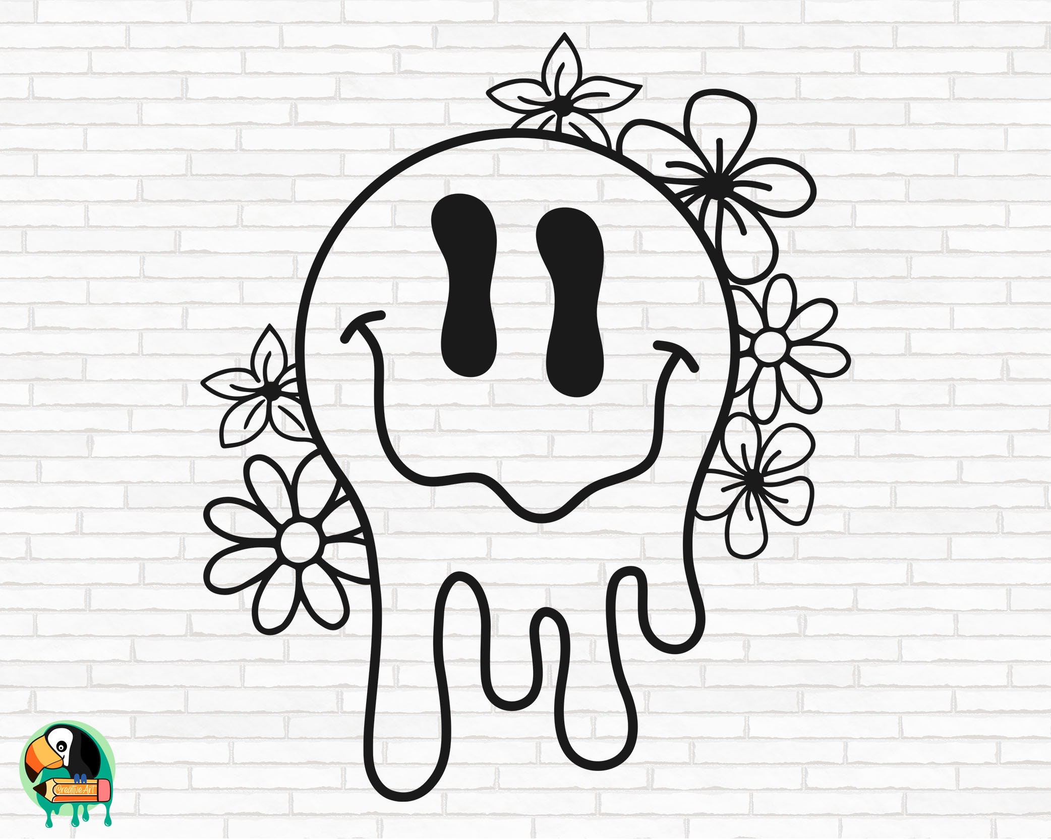 Drippy Smiley Svg Melted Face Svg Happy Face Drip Svg Etsy