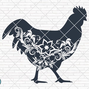 Frango floral SVG | Frango SVG | Galo floral SVG | SVG floral | Animal Svg | Flores Frango Svg | Arquivo de corte de frango | Vetor de frango
