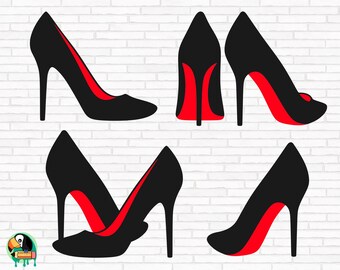 Zapatos rojos de tacón alto SVG, Tacones rojos Svg, Zapatos inferiores rojos Svg, Tacones Svg, Tacones altos Svg, Diva Shoes Svg, Archivos de corte, Cricut, Png, Svg
