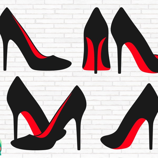 Red High Heel Shoes SVG, Red Heels Svg, Red Bottom Shoes Svg, Heels Svg, High Heels Svg, Diva Shoes Svg, Cut Files, Cricut, Png, Svg