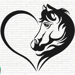 Horse Heart SVG, Horse Head svg, Horse svg, Beautiful Horse svg, Horse Vector svg, Cut Files, Cricut, Silhouette, Png, Svg, Eps, Dxf