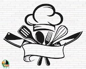 Chef Logo SVG, Restaurant Logo Svg, Cooking Svg, Chef Svg, Chef Logo Cut Files, Cricut, Silhouette, Png, Svg