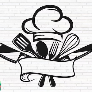 Chef-kok Logo SVG, Restaurant Logo Svg, koken Svg, chef-kok Svg, chef-kok Logo gesneden bestanden, Cricut, silhouet, Png, Svg