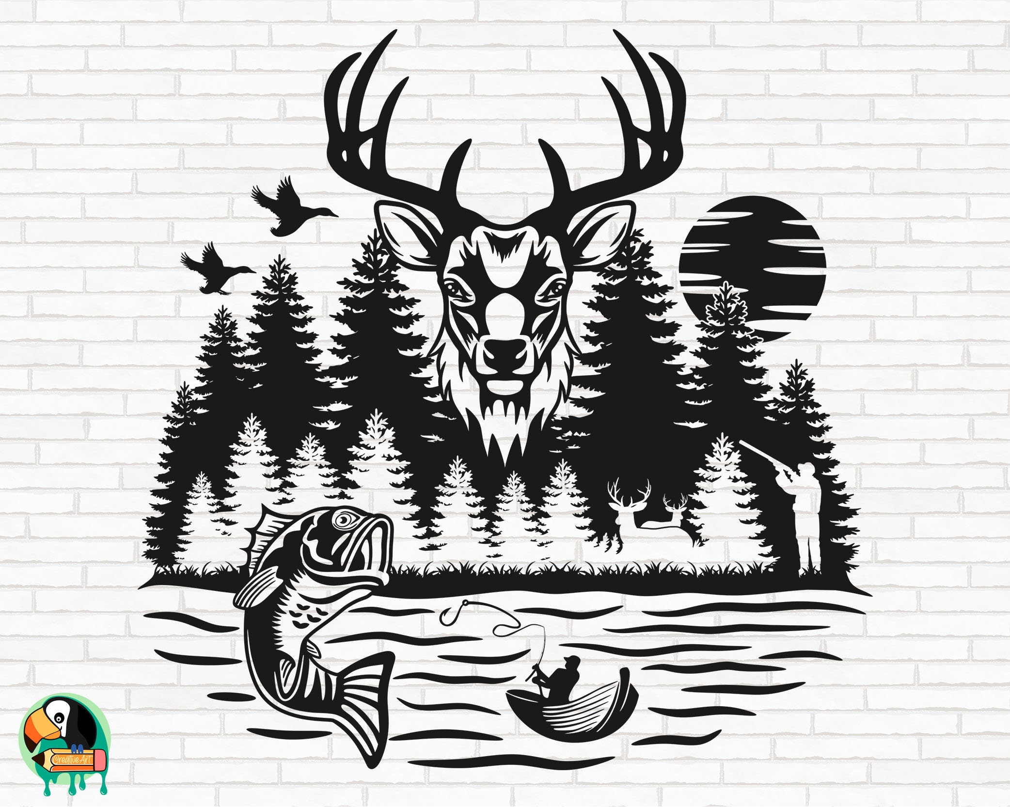 Deer Hunter SVG, Deer Hunting svg, Fishing svg, Outdoor Scenery svg, Deer  Scene svg, Hunt svg, Hunting Dad svg, Cut Files, Cricut, Png, Svg