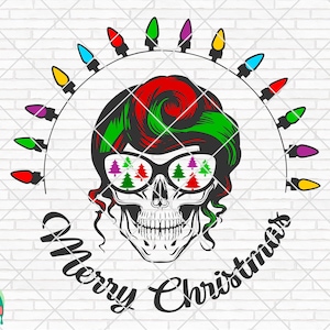 Merry Christmas Skull svg, Winter svg, Christmas svg, Momlife svg, Winter Quote, Winter Decor svg, Cut File, Cricut, Silhouette, PNG