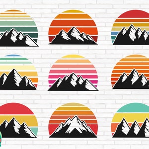 Mountains Retro Sunset SVG, Retro Sun Svg, Sunset Svg, Sunrise Svg, Sunshine Svg, Summer Svg, Mountain Svg, Cut Files, Cricut, Png, Svg