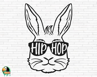 Hip Hop Bunny SVG, Easter Bunny Svg, Easter Svg, Bunny Face Svg, Bunny Sunglasses Svg, Easter Boy Svg, Cut Files, Cricut, Png, Svg