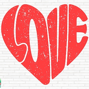 Retro Love Heart SVG, Valentine&#39;s Day svg, Valentine svg, Love svg, Retro Heart svg, Self Gif svg, Heart svg, Cut Files, Cricut, Png, Svg