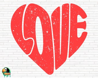 Retro Love Heart SVG, Valentine's Day svg, Valentine svg, Love svg, Retro Heart svg, Self Gif svg, Heart svg, Cut Files, Cricut, Png, Svg