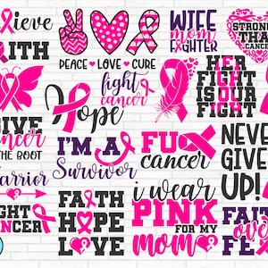 Breast Cancer SVG Bundle, Breast Cancer Svg, Cancer Awareness Svg, Cancer Survivor Svg, Fight Cancer Svg, cut files, Cricut, Silhouette, PNG