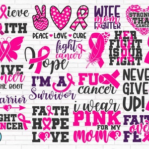 Pacchetto SVG cancro al seno, cancro al seno Svg, consapevolezza del cancro Svg, sopravvissuto al cancro Svg, lotta contro il cancro Svg, file tagliati, Cricut, Silhouette, PNG