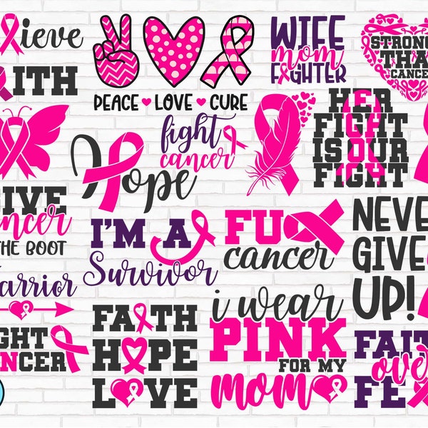 Breast Cancer SVG Bundle, Breast Cancer Svg, Cancer Awareness Svg, Cancer Survivor Svg, Fight Cancer Svg, cut files, Cricut, Silhouette