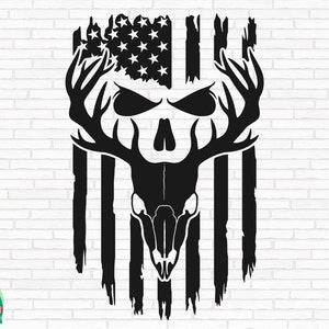 Deer Hunter US Flag SVG, Deer Antler svg, Deer Skull svg, Hunting svg, Deer US Flag svg, Cut Files, Cricut, Silhouette, Png, Svg, Eps, Dxf