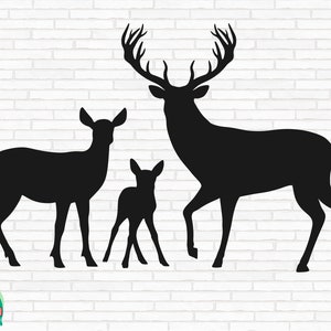 Deer Family SVG, Buck svg, Deer svg, Wilderness svg, Buck and Doe svg, Baby Deer svg, Cut Files, Cricut, Silhouette, Png, Svg, Eps, Dxf