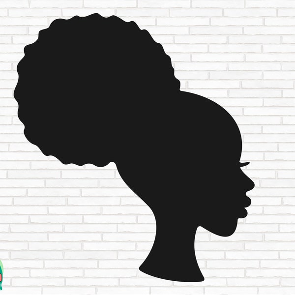 Afro Puff SVG, schwarze Frau svg, Puff Frisur svg, Afro Haar svg, Melanin svg, afroamerikanische svg, ethnische svg geschnitten Dateien, Cricut, Png, svg