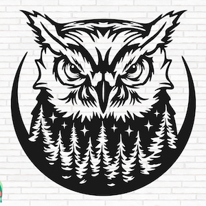Chouette SVG, forêt chouette Svg, forêt Animal Svg, Svg extérieur, Svg de la faune, hibou Clipart Svg, Wise Owl Svg, couper des fichiers, Cricut, Png, Svg