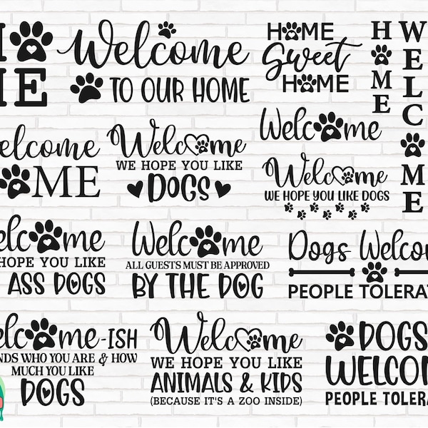 Dog Welcome Sign SVG, Dog Sign Svg, Welcome Sign Svg, Round Front Door Sign Svg, Dog Lover Svg, Door Hanger Svg, Cut Files, Cricut, Png, Svg