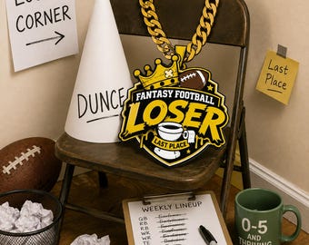 Fantasy-Football-Verlierer-Hype-Kette – Halskette für den letzten Platz – Lustige Liga-Strafe – Toilettenschüssel-Trophäe – Draft-Party-Preis