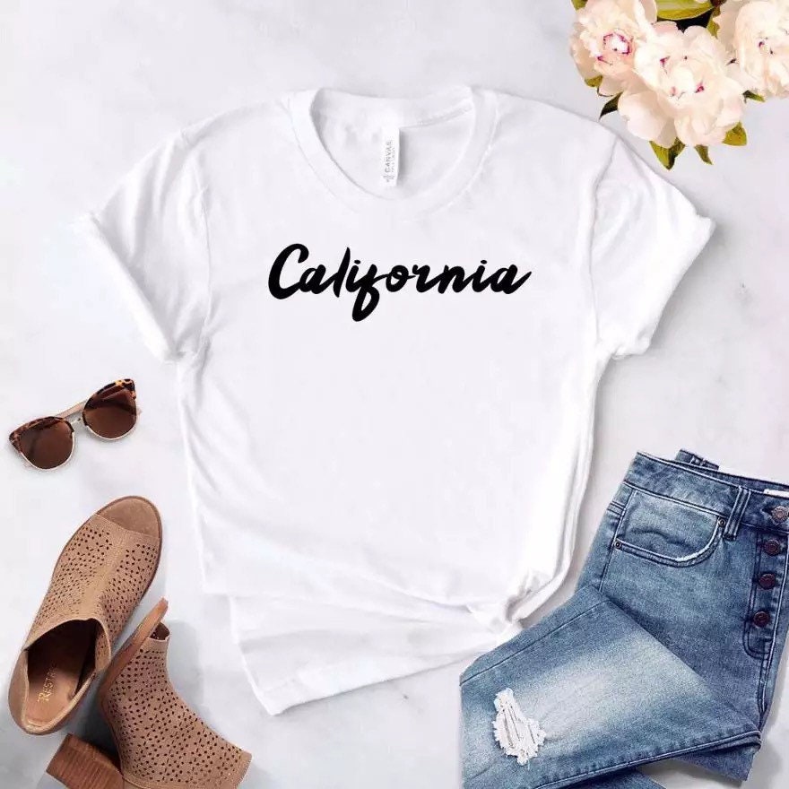 T-shirt Summer California Print Letter Casual T-shirt Woman | Etsy