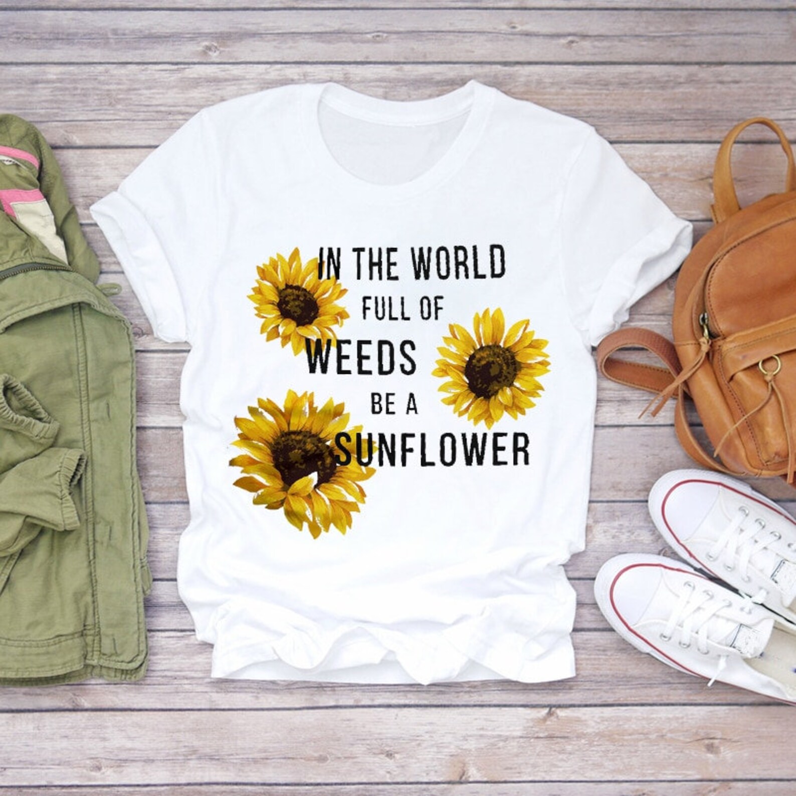 T-Shirt summer Sunflower world unisex Camiseta man woman funny | Etsy