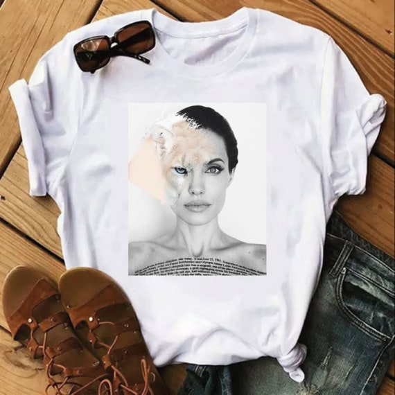 T-shirt Artistic Angelina Jolie Funny Art Casual Woman Funny - Etsy T-shirt Artistic Angelina Jolie Funny Art Casual Woman Funny - Etsy