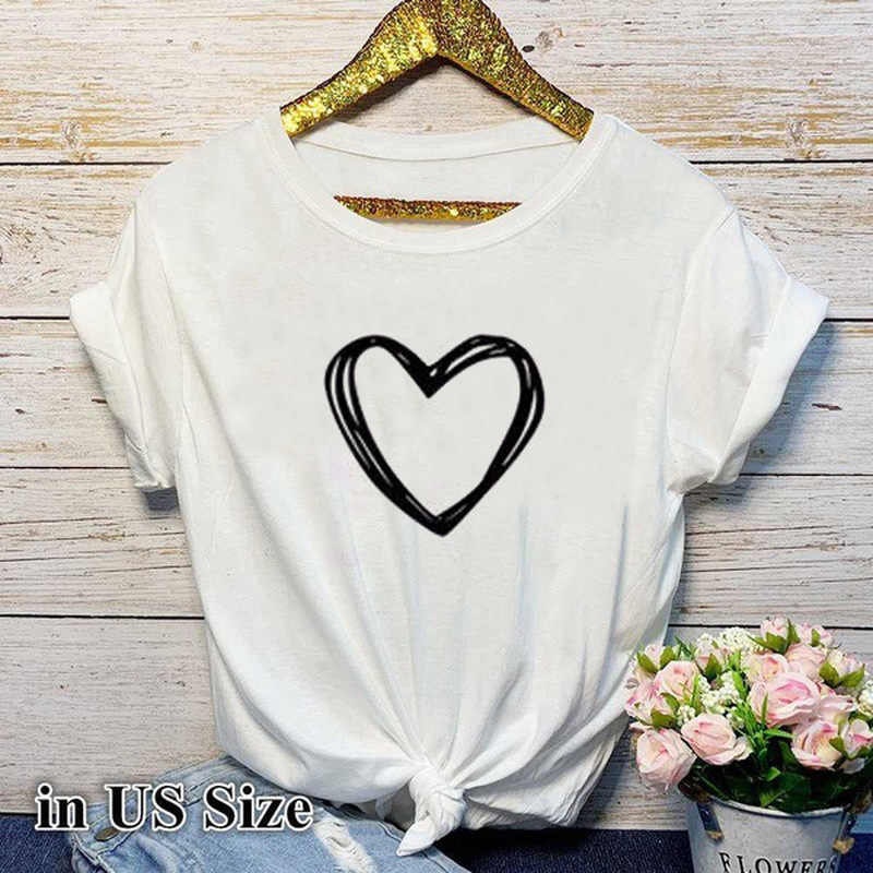 T-shirt Summer Heart Fashion Style Casual T-shirt Woman Funny | Etsy