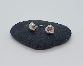 Silver Pebble Studs.  Chunky solid silver, recycled, eco friendly, Handmade, Everyday Wear.