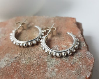 Sterling Silver Bobble Hoop Earrrings