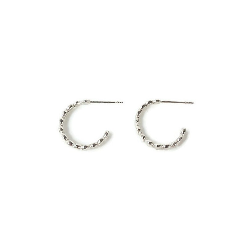 Sterling Silver Pebbles Hoop Earrings/Handmade UK/Small Hoop Style/Artisan jewellery/Gift for Her/Textured Hoops image 6