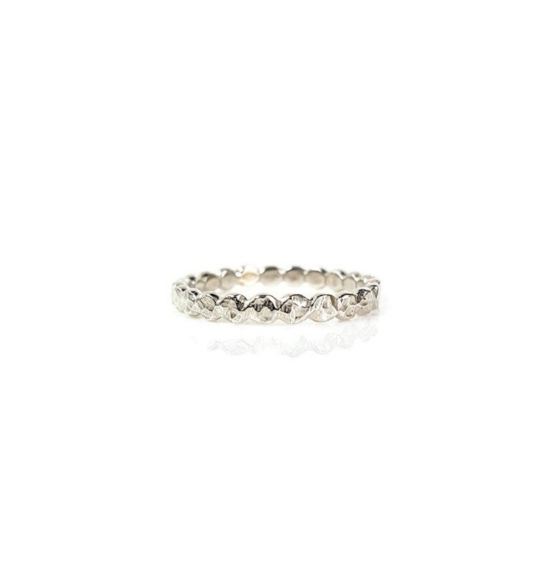Sterling Silver Stacking Ring/Handmade UK/925 Solid Silver/Narrow Ring/Gift for Her/Dainty Ring/Scalloped Ring image 2