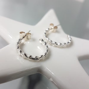 Sterling Silver Pebbles Hoop Earrings/Handmade UK/Small Hoop Style/Artisan jewellery/Gift for Her/Textured Hoops image 8