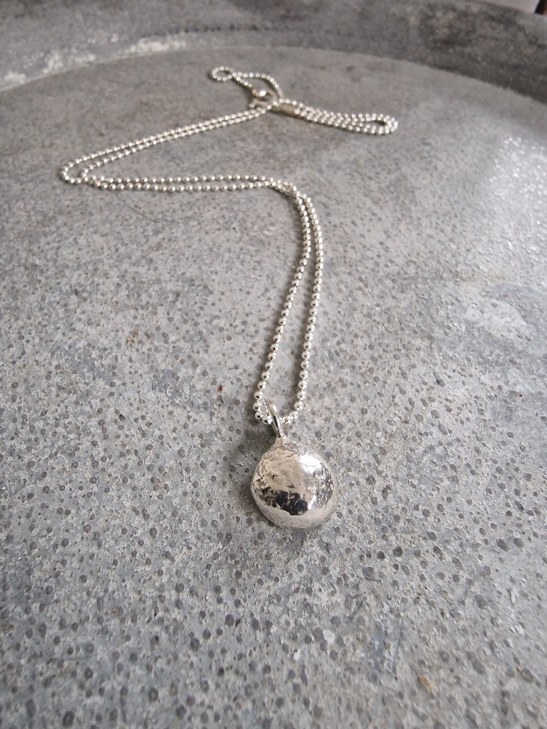 Handmade Sterling Silver Pebble Necklace - Minimal Coastal Pendant. - Etsy