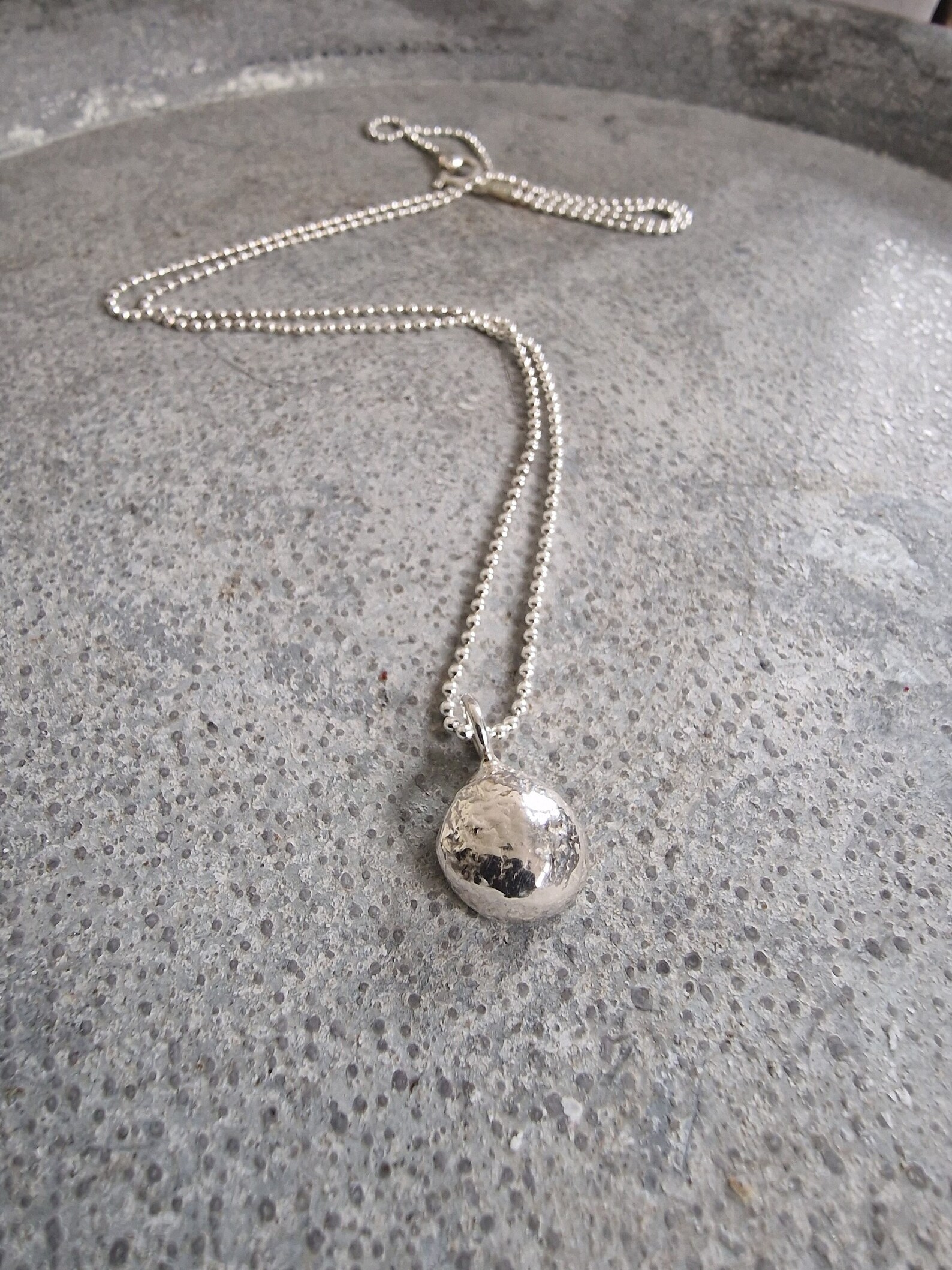 Handmade Sterling Silver Pebble Necklace - Minimal Coastal Pendant. - Etsy