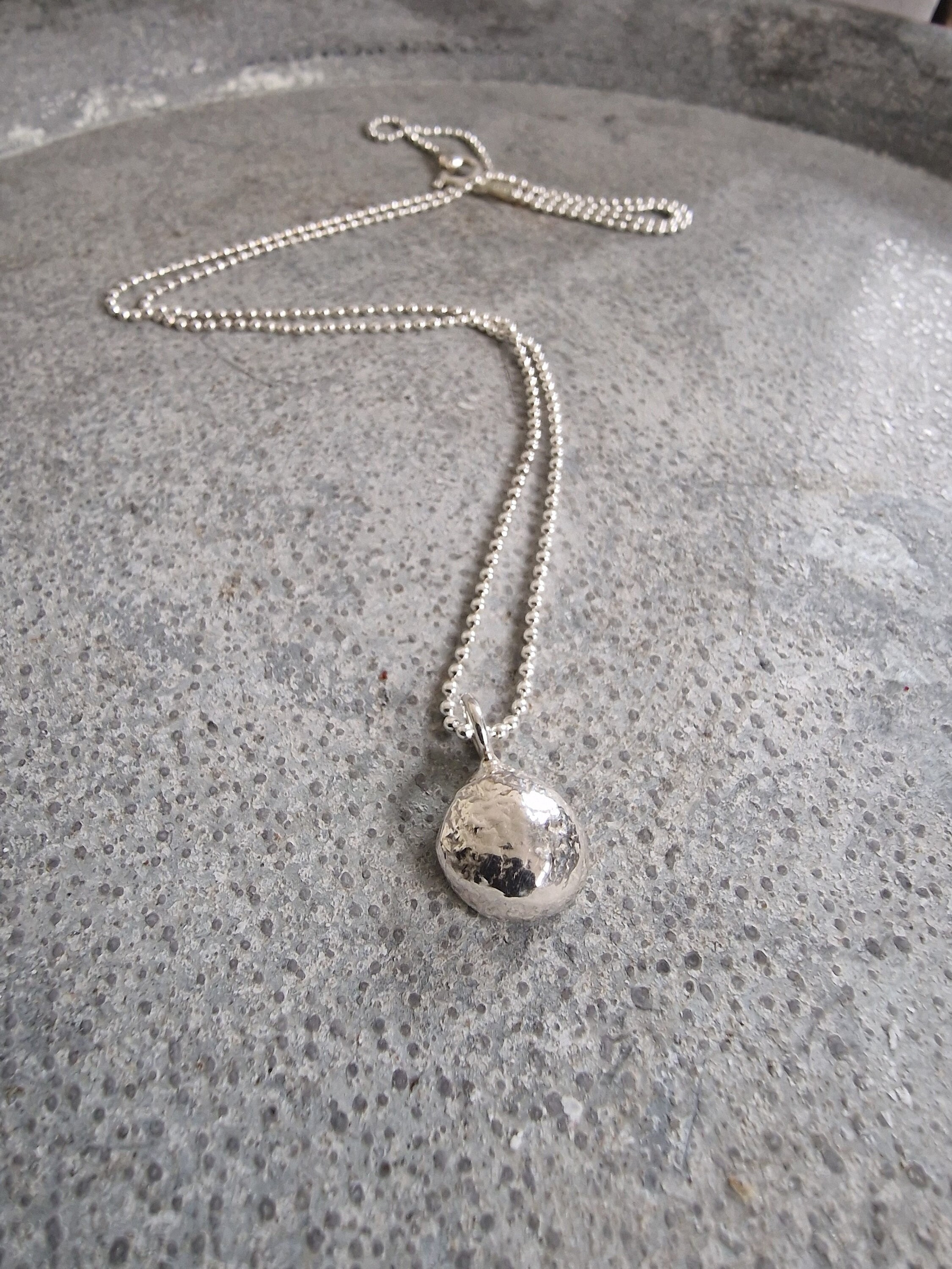 Handmade Sterling Silver Pebble Necklace - Minimal Coastal Pendant. - Etsy