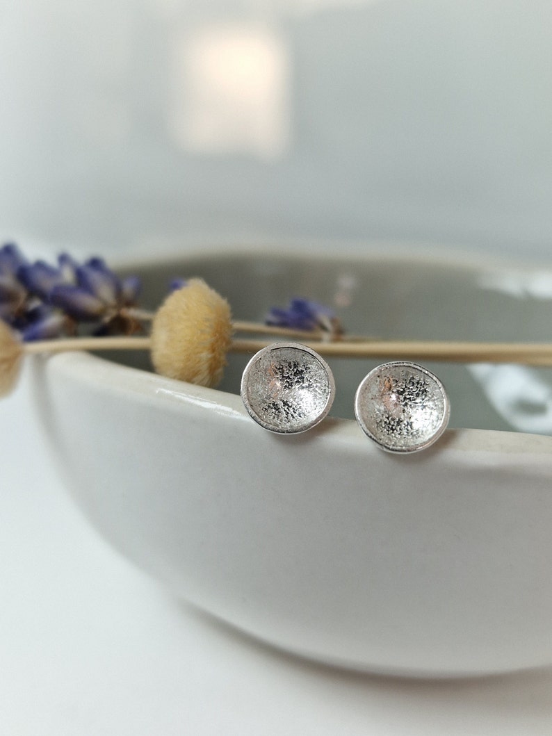 Small Round Stud Earrings/Sterling Silver/Handmade UK/Everyday Wear/Multiple Colours/Gift for Her/Small Gift image 2
