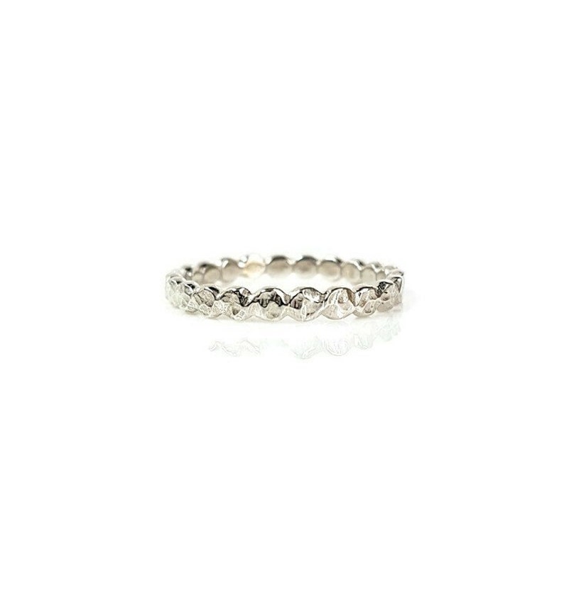 Sterling Silver Stacking Ring/Handmade UK/925 Solid Silver/Narrow Ring/Gift for Her/Dainty Ring/Scalloped Ring image 1