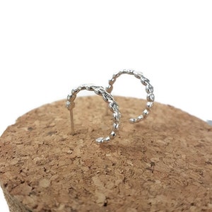 Sterling Silver Pebbles Hoop Earrings/Handmade UK/Small Hoop Style/Artisan jewellery/Gift for Her/Textured Hoops image 3