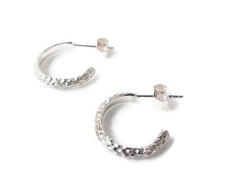 Sterling (925) Silver Small Coral Hoop Earrings, handmade, recycled