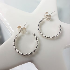 Sterling Silver Pebbles Hoop Earrings/Handmade UK/Small Hoop Style/Artisan jewellery/Gift for Her/Textured Hoops image 9