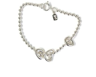 Solid Silver Pebble Charm Bracelet