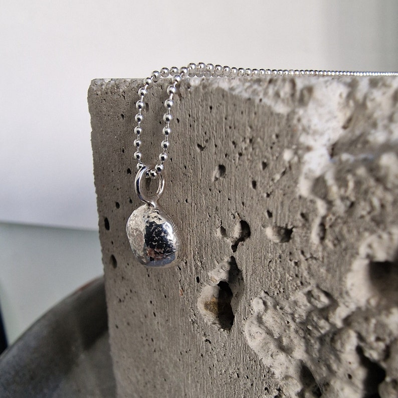 Handmade Sterling Silver Pebble Necklace - Minimal Coastal Pendant. - Etsy