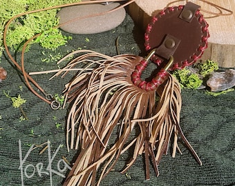 Tribal necklace "Mother Wilderness",Fringe necklace, Pagan necklace, leather necklace, statement necklace, Adjustable necklace