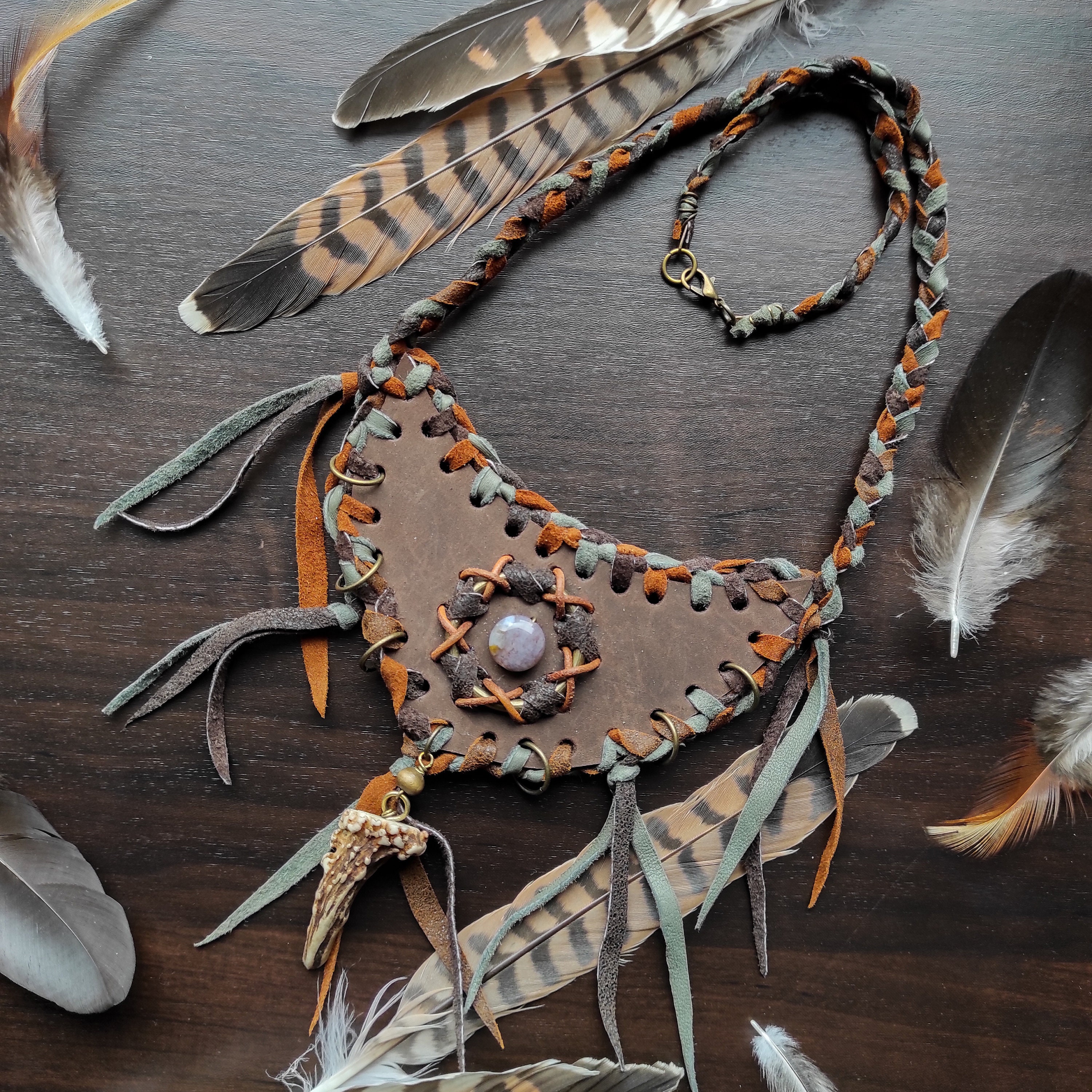 Tribal Natural Leather Necklace, Shaman Pagan Accessories Tribal Natural Leather Necklace, Shaman Pagan Accessories
