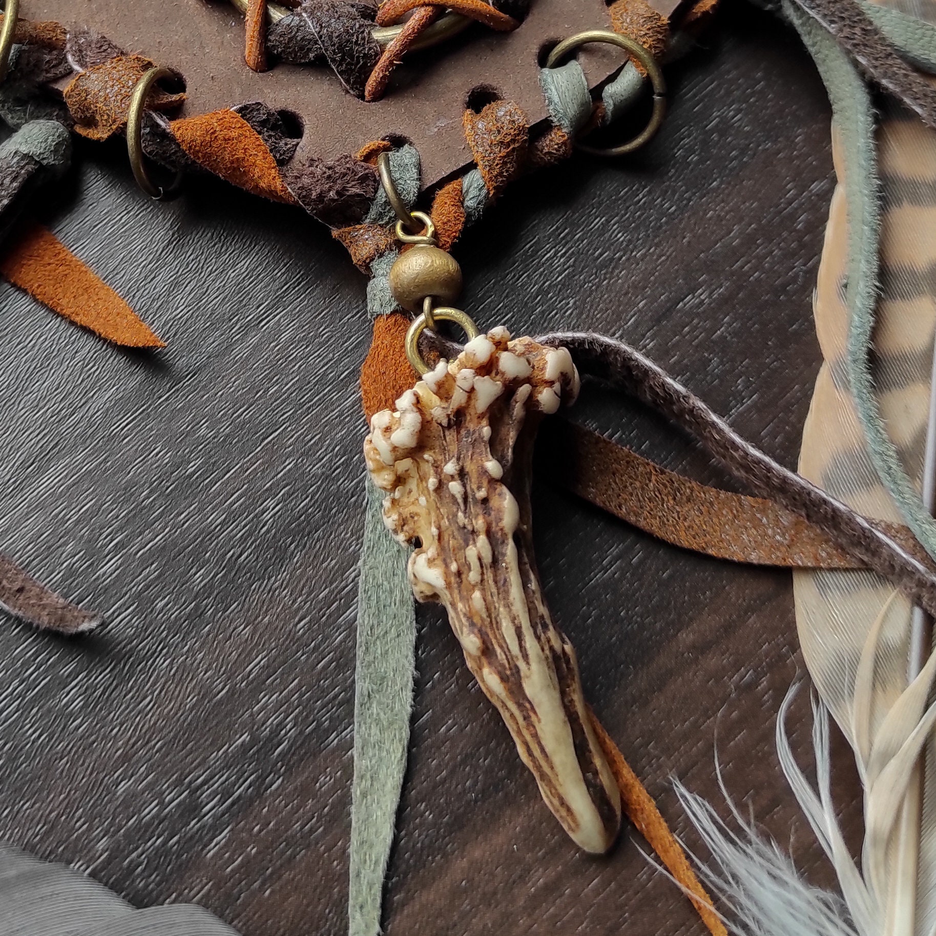 Tribal Natural Leather Necklace, Shaman Pagan Accessories Tribal Natural Leather Necklace, Shaman Pagan Accessories