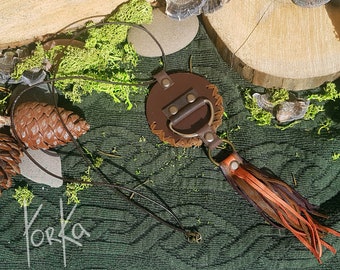 Tribal necklace "Mother Wilderness",Fringe necklace, Pagan necklace, leather necklace, statement necklace, Adjustable necklace