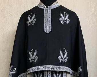 Black Greek style Orthodox Vestments with silver embroidery, Custom priest apparel, Great Lent vestments, Gift for Father