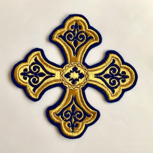Embroidered Cross Appliqué patch in many sizes, Priest vestment patch, Liturgical cross patch, Deacon vestments crosses, Many colours