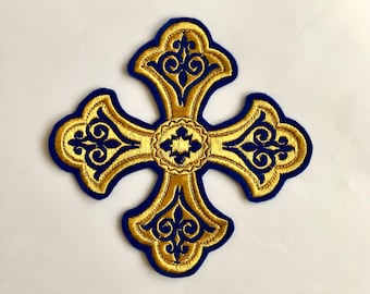 Embroidered Cross Appliqué patch in many sizes, Priest vestment patch, Liturgical cross patch, Deacon vestments crosses, Many colours