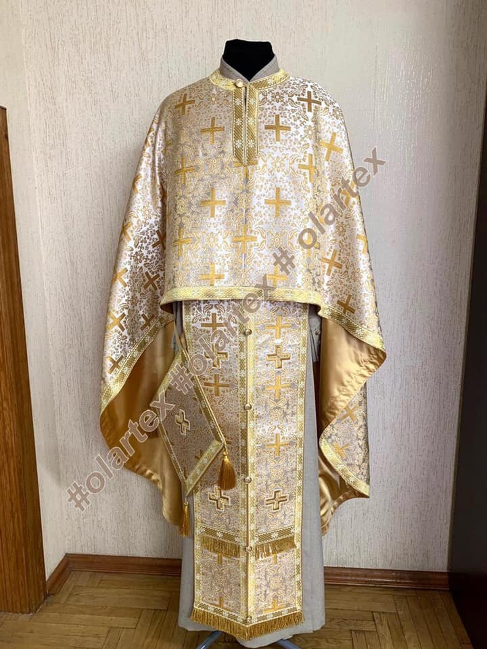 White Gold Orthodox Greek Style Vestments, Custom Priests Vestments ...