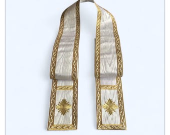 Latin style Stole Embroidered border ornament by gold metallic threads, Available in many colours, Floral Priest vestments, Christmas gift